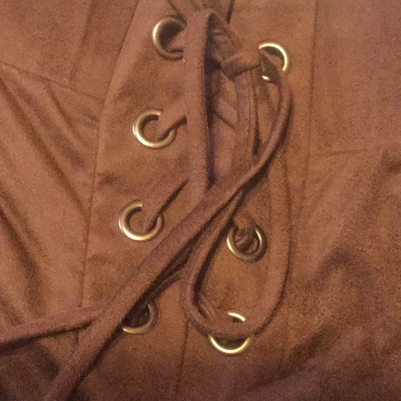 ❌DONATED❌Brown Velour Lace Up Design Legging Pants - Picture 6 of 9